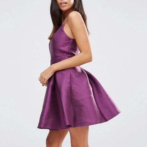 AX Paris Structured Cami Skater Dress in Plum - Picture 4 of 8